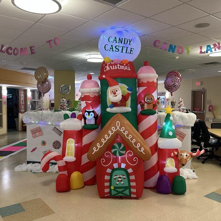Home of the Innocents Christmas decorating Candyland